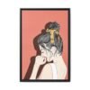 Coral Muse – Vintage Woman Framed Canvas Wall Art, Retro Portrait Decor