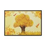 Auspicious Coin Tree Wall Art – Golden Prosperity Framed Canvas