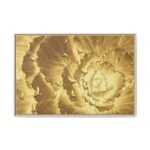 Ochre Avian Reverie – Golden Botanical Wall Art Framed Canvas, Vintage Nature Decor