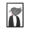 Velvet Gale – Windswept Woman Framed Canvas Wall Art for Modern Interiors