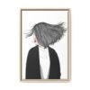 Velvet Gale – Windswept Woman Framed Canvas Wall Art for Modern Interiors