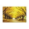 Saffron Canopy Passage – Autumn Golden Tree-Lined Avenue Wall Art Canvas