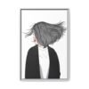 Velvet Gale – Windswept Woman Framed Canvas Wall Art for Modern Interiors