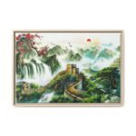 Jade Citadel Reverie – Chinese Landscape Wall Art Framed Canvas, Great Wall Mountain Decor