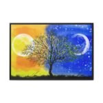 Solar Nocturne Tree Wall Art – Vibrant Day-to-Night Framed Canvas