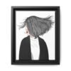 Velvet Gale – Windswept Woman Framed Canvas Wall Art for Modern Interiors