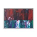 Cinderwake Current – Red Teal Abstract Framed Canvas Wall Art
