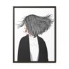 Velvet Gale – Windswept Woman Framed Canvas Wall Art for Modern Interiors