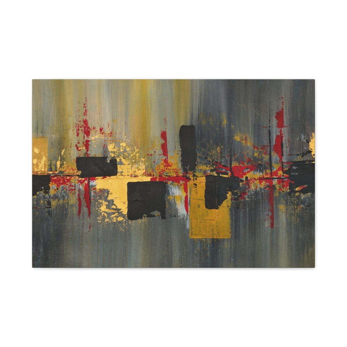 Obsidian Resonance — Oxblood Gold Abstract Wall Art Canvas for Modern Interiors