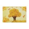 Auspicious Coin Tree Wall Art – Golden Peony, Bird & Prosperity Canvas