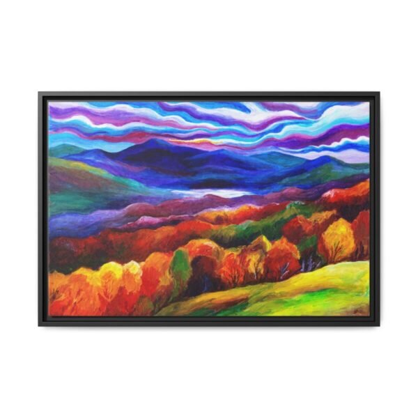 Violetfire Highlands – Autumn Mountain Framed Canvas Wall Art for Modern Homes
