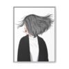 Velvet Gale – Windswept Woman Framed Canvas Wall Art for Modern Interiors