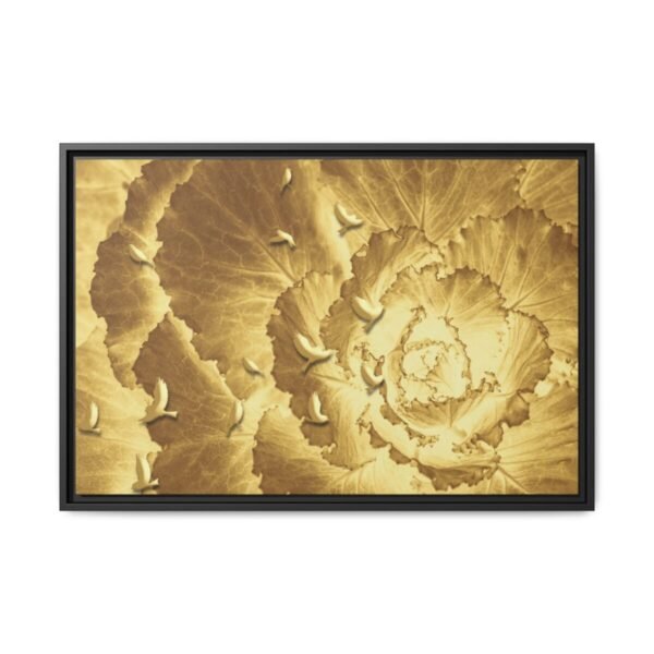 Ochre Avian Reverie – Golden Botanical Wall Art Framed Canvas, Vintage Nature Decor