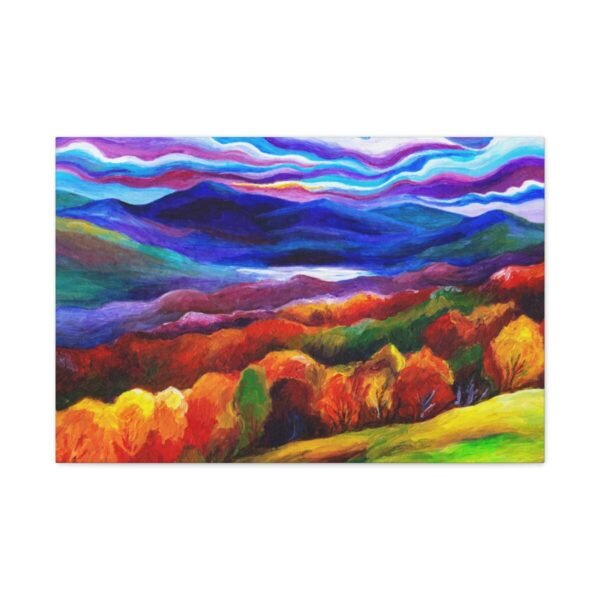 Prismatic Highland Reverie – Vibrant Mountain Landscape Canvas Wall Art