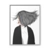 Velvet Gale – Windswept Woman Framed Canvas Wall Art for Modern Interiors