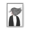 Velvet Gale – Windswept Woman Framed Canvas Wall Art for Modern Interiors