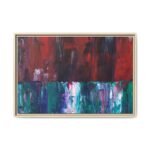 Cinderwake Current – Red Teal Abstract Framed Canvas Wall Art