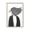 Velvet Gale – Windswept Woman Framed Canvas Wall Art for Modern Interiors