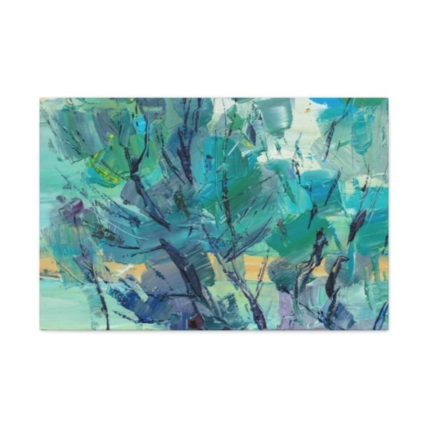 Cerulean Thicket – Teal Abstract Canvas Wall Art, Textured Modern Decor