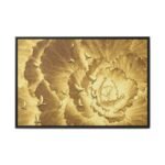 Ochre Avian Reverie – Golden Botanical Wall Art Framed Canvas, Vintage Nature Decor