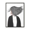 Velvet Gale – Windswept Woman Framed Canvas Wall Art for Modern Interiors