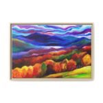Prismatic Highland Reverie – Vibrant Mountain Landscape Framed Canvas Wall Art