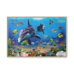 Azurefin Reef — Dolphin Ocean Wall Art, Tropical Marine Framed Canvas