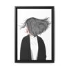 Velvet Gale – Windswept Woman Framed Canvas Wall Art for Modern Interiors