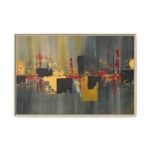 Obsidian Resonance — Oxblood Gold Abstract Wall Art Framed Canvas