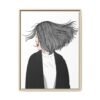 Velvet Gale – Windswept Woman Framed Canvas Wall Art for Modern Interiors