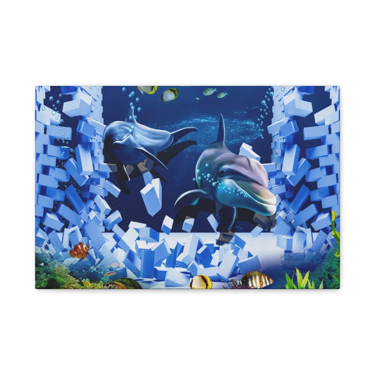 Shatterreef – Dolphin Ocean Wall Art, Vibrant Marine Canvas for Modern Interiors