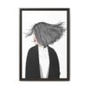Velvet Gale – Windswept Woman Framed Canvas Wall Art for Modern Interiors
