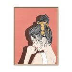 Coral Muse – Vintage Woman Framed Canvas Wall Art, Retro Portrait Decor