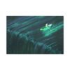 Emerald Wake Boat Canvas Wall Art – Teal Water Abstract Landscape for Modern Interiors