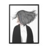 Velvet Gale – Windswept Woman Framed Canvas Wall Art for Modern Interiors