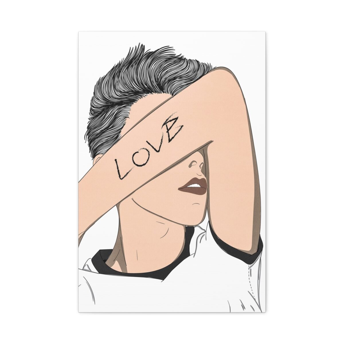 Love in Plain Sight Love Line Art Canvas, Modern Figurative Wall Decor