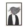 Velvet Gale – Windswept Woman Framed Canvas Wall Art for Modern Interiors