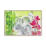 Verdant Ripple Sanctuary Bamboo Koi Garden Wall Art – Elegant Framed Canvas Decor