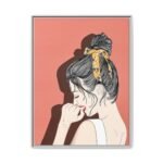 Coral Muse – Vintage Woman Framed Canvas Wall Art, Retro Portrait Decor