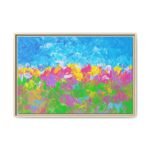 Prismtide Bloomscape – Colorful Abstract Landscape Wall Art Framed Canvas