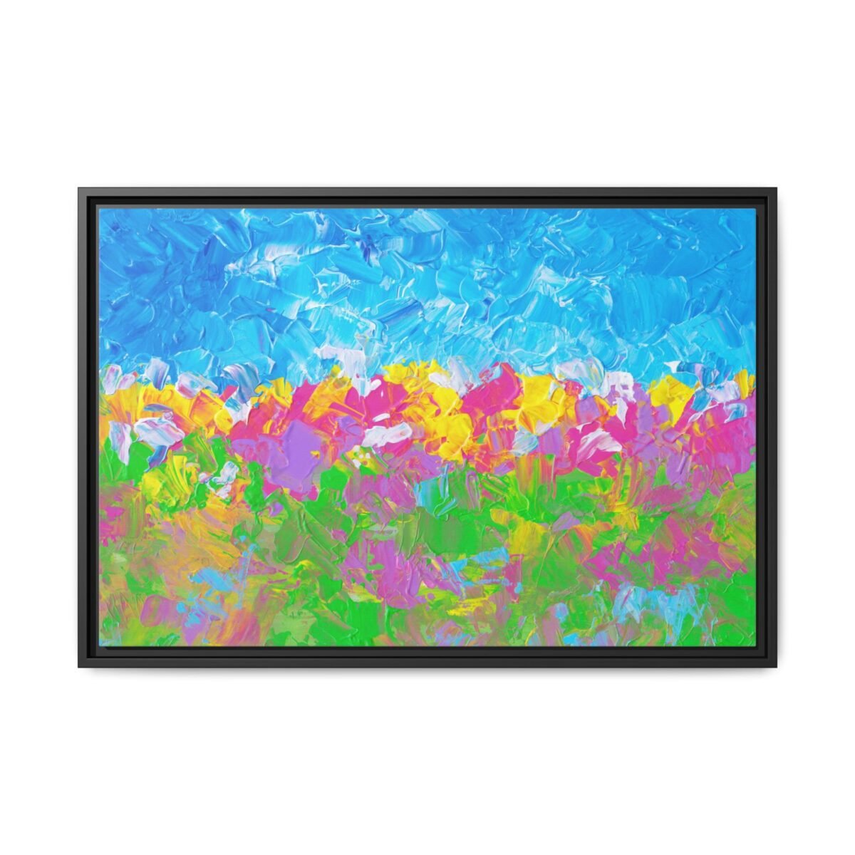 Prismtide Bloomscape – Colorful Abstract Landscape Wall Art Framed Canvas