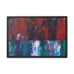 Cinderwake Current – Red Teal Abstract Framed Canvas Wall Art