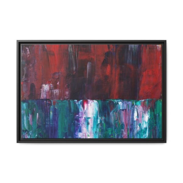 Cinderwake Current – Red Teal Abstract Framed Canvas Wall Art