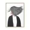 Velvet Gale – Windswept Woman Framed Canvas Wall Art for Modern Interiors