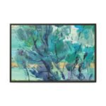 Cerulean Thicket – Teal Abstract Framed Canvas Wall Art, Modern Textured Decor