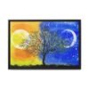 Solar Nocturne Tree Wall Art – Vibrant Day-to-Night Framed Canvas