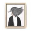 Velvet Gale – Windswept Woman Framed Canvas Wall Art for Modern Interiors