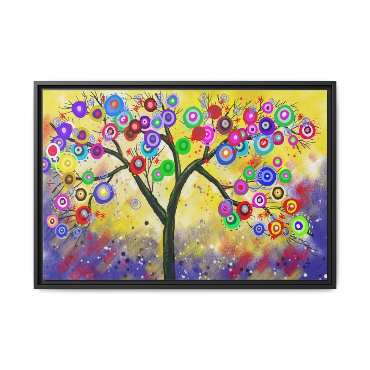 Prismatic Bloomtree – Colorful Tree Wall Art, Gallery-Style Framed Canvas